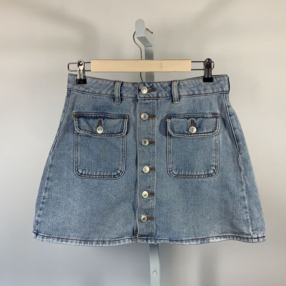 PACSUN Women’s Button Down Denim Mini Jean Skirt Blue Size 27 - Picture 2 of 11